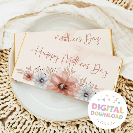 Mother's Day chocolate bar with watercolour florals and 'Happy Mother's Day' text