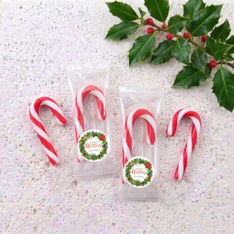 Christmas Wreath Personalised Mini Candy Canes