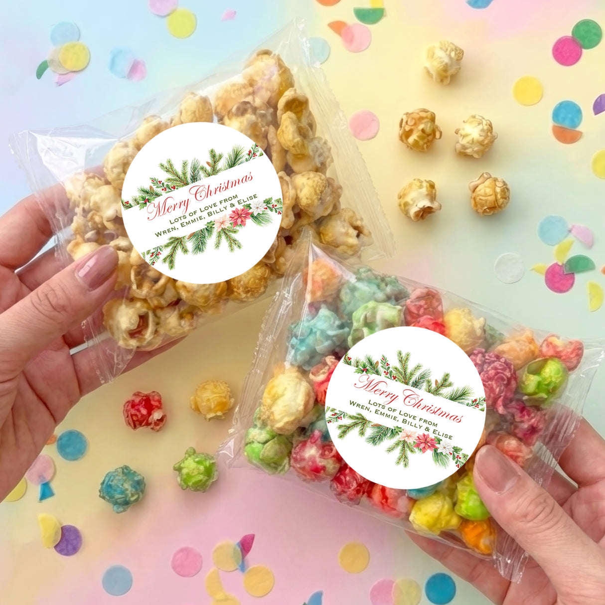 Watercolour Christmas Personalised Popcorn Bag