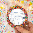 Under-the-sea giant freckles with Freddie, turns 1, multicolor sprinkle border