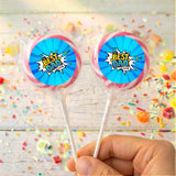 Best Dad Ever Fathers Day Blue Comic Personalised Lollipops