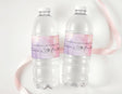 Personalized 30th birthday water bottle labels with purple ink and thank-you text
