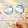 Mother’s Day personalised lollipops with floral wreath “Happy Mother’s Day” on blue wrappers