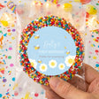 Personalised first birthday giant freckles bag with rainbow bead ring and bee tag