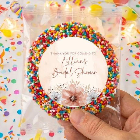 Personalised giant freckles bag topper with thank-you card and multicolor sprinkles