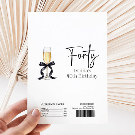 Champagne 40th Birthday Chocolate Wrapper DIY
