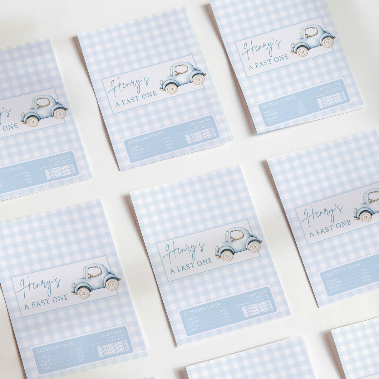 Blue Car First Birthday Chocolate Wrapper DIY Mockup