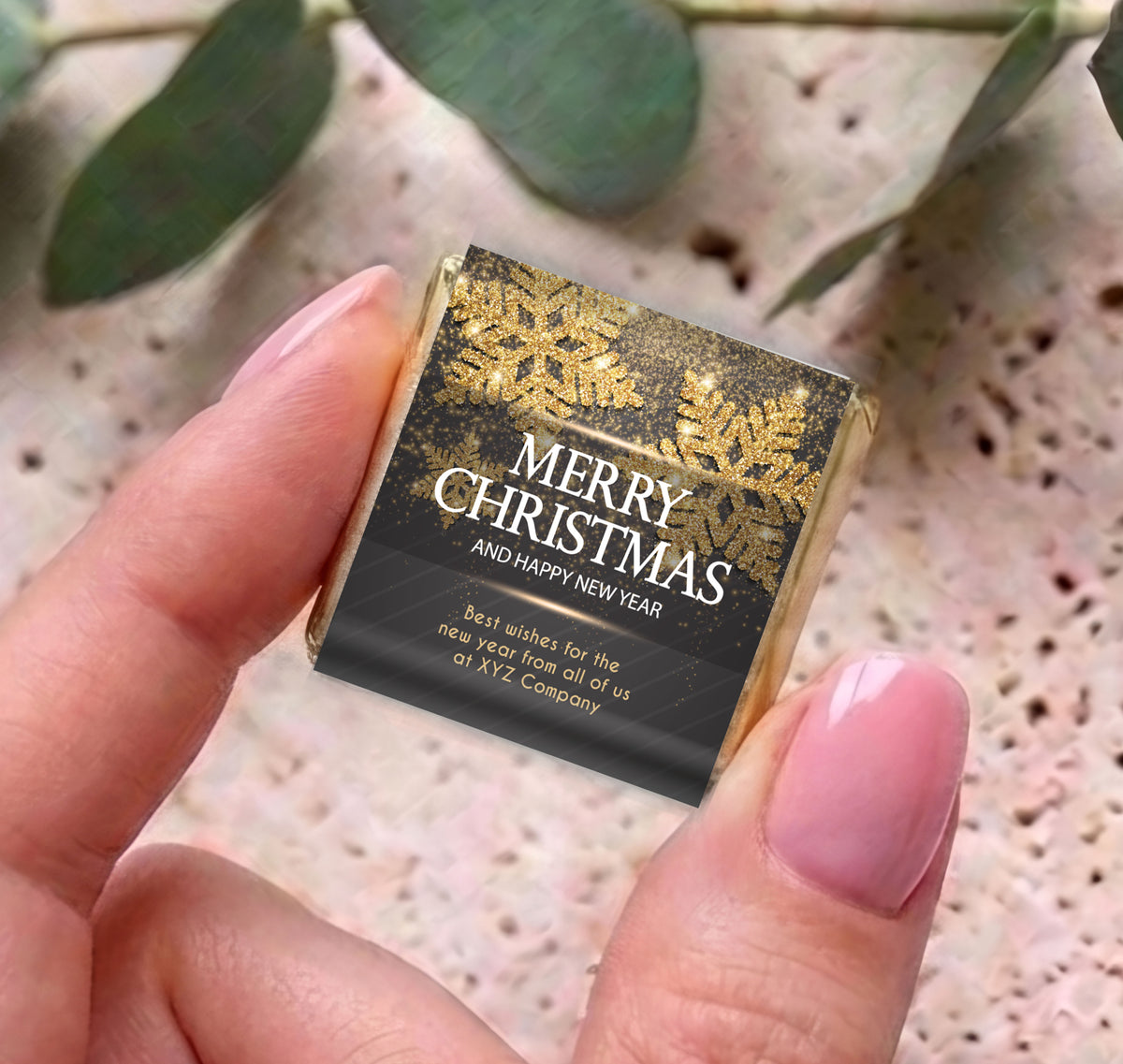 Christmas Gold Black Personalised Mini Chocolates