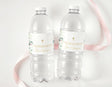 Personalised confirmation water bottle labels with floral design and golden cross