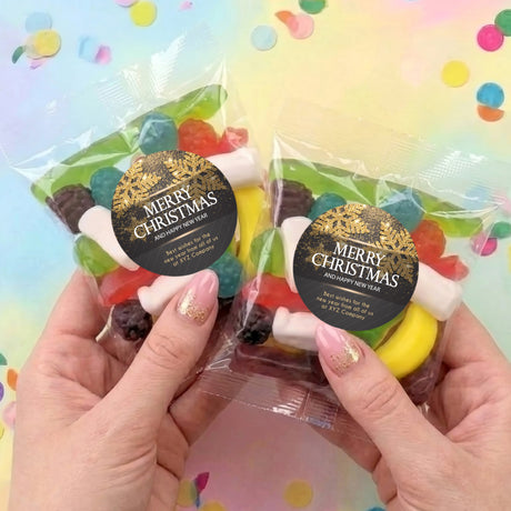 Christmas Gold Black Personalised Party Mix Lolly Bag