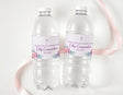 Confirmation water bottle labels with purple floral design and cross, personalized text