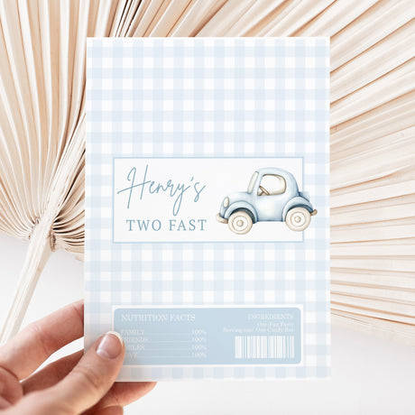 Blue Car Two Fast Chocolate Wrapper DIY