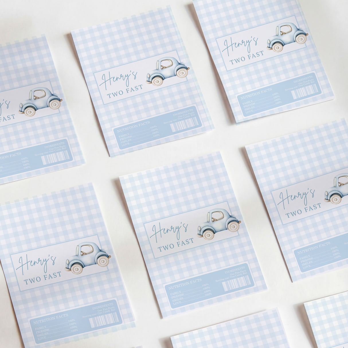 Blue Car Two Fast Chocolate Wrapper DIY Mockup