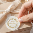 Christmas Gold Pine Round Printed Labels