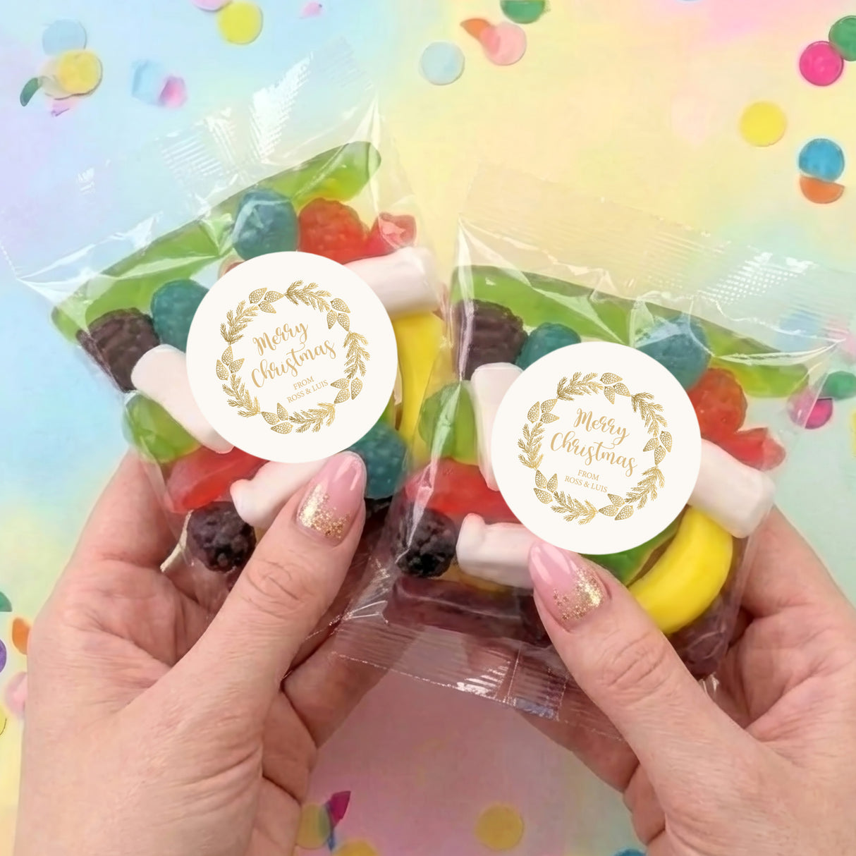 Christmas Gold Pine Personalised Party Mix Lolly Bag