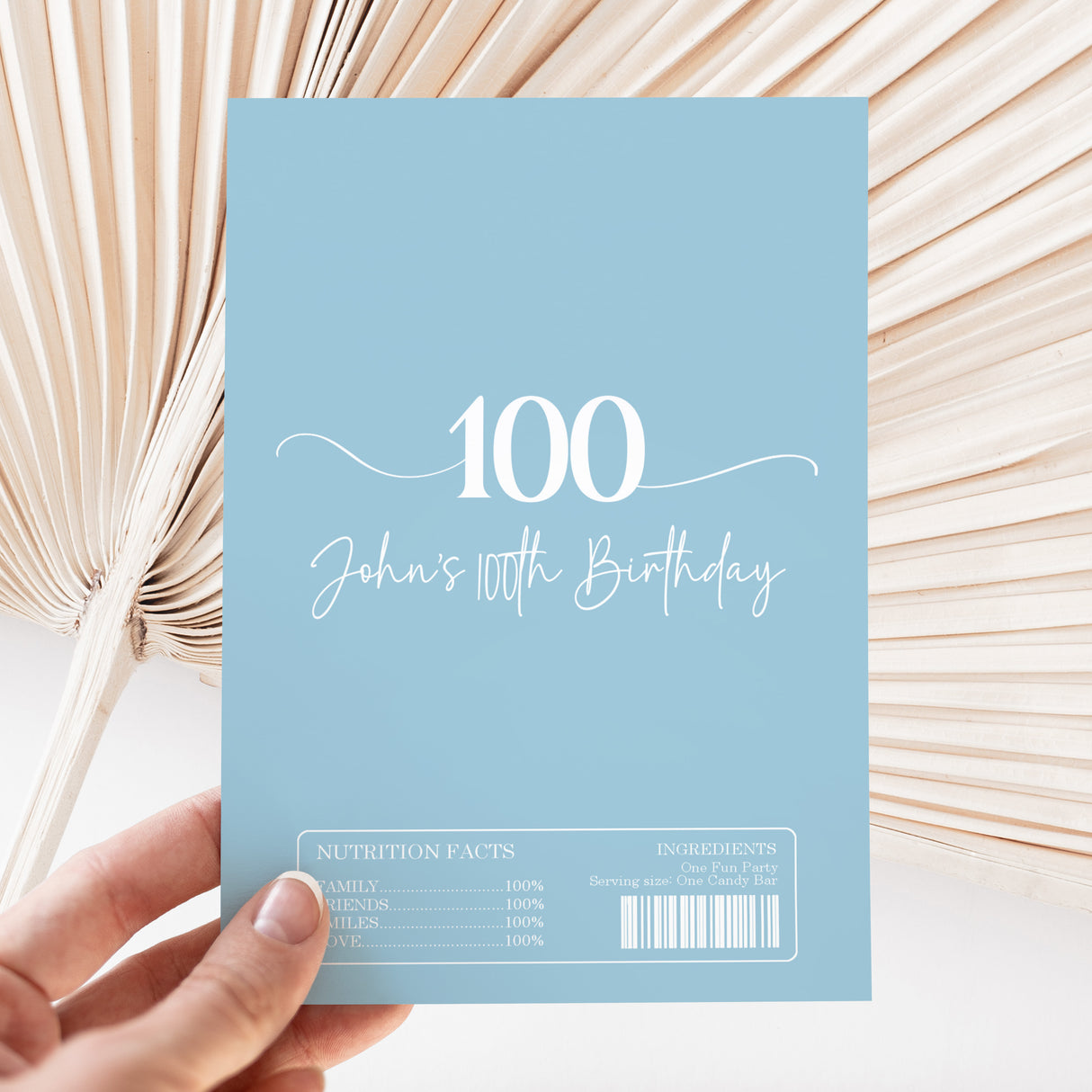 Blue 100th Birthday Chocolate Wrapper DIY