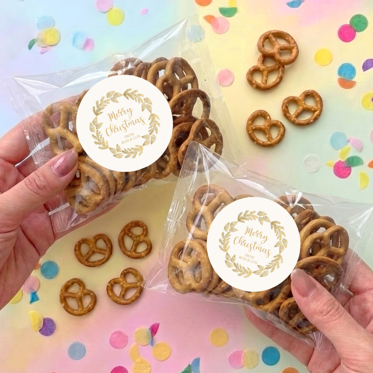 Christmas Gold Pine Personalised Pretzel Bag