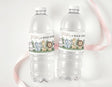 Personalised safari water bottle labels on two clear plastic bottles