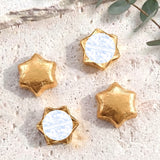 Personalized foil-covered chocolate stars in gold, with round label center.