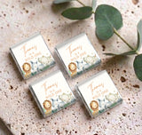 Pack of mini chocolate bar boxes with watercolor baby animals and 'Wild One' text
