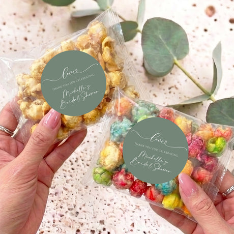 Sage Green Bridal Shower Love Personalised Popcorn Bag