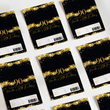 90th birthday chocolate wrappers, black with gold stars and gold "90" design