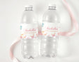 Personalised water bottle labels with watercolor butterflies and birthday text