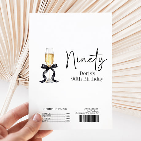 Champagne 90th Birthday Chocolate Wrapper DIY