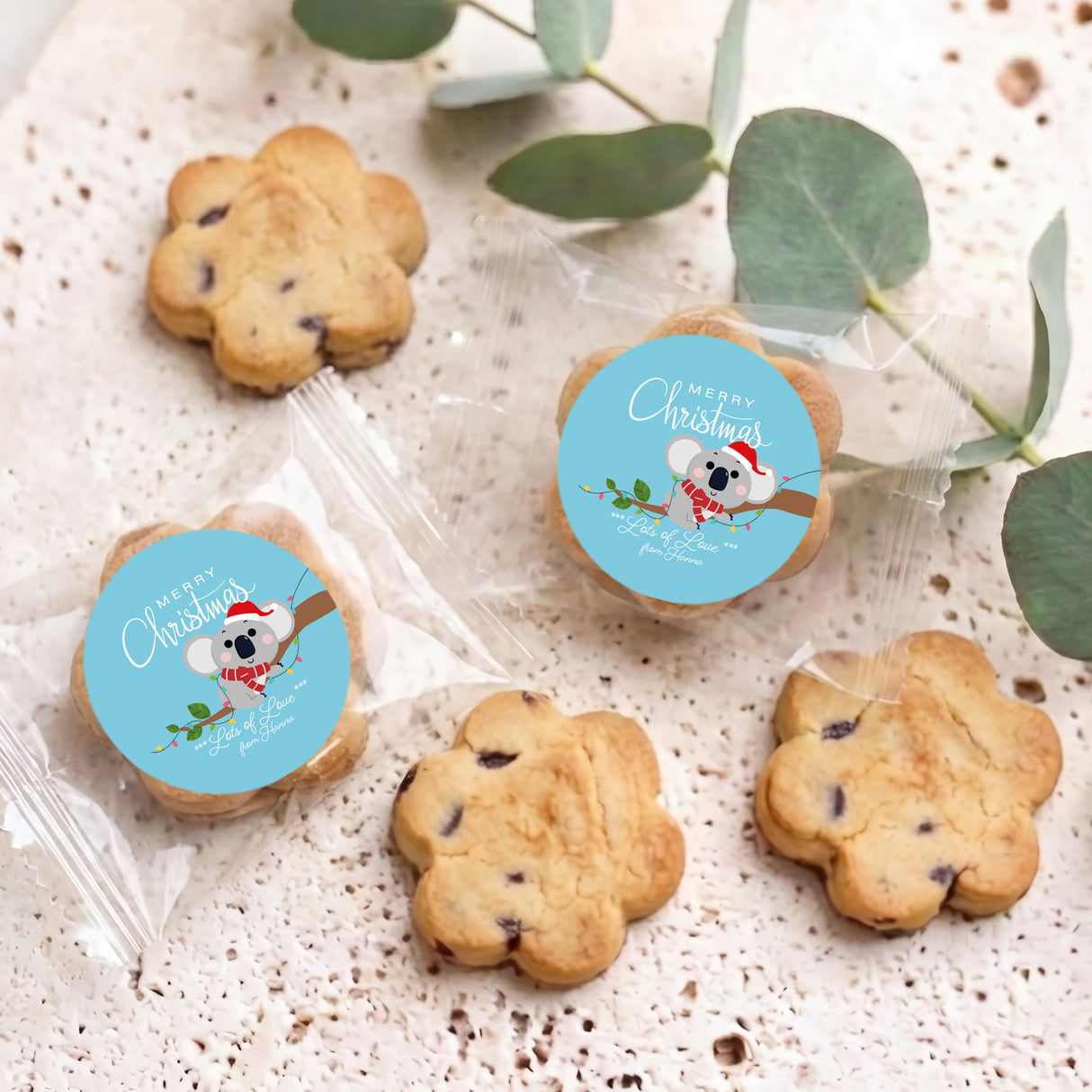 Christmas Koala Personalised Bite Size Choc Chip Cookies