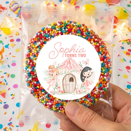 Personalised fairy freckles in clear bag with rainbow bead ring and round illustrated label