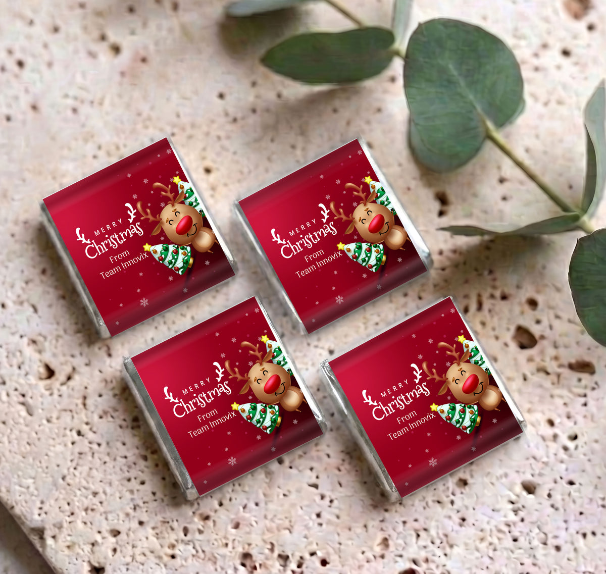 Happy Reindeer Personalised Mini Chocolates