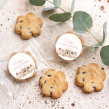 Set of mini choc chip cookies with two round printed toppers for Evelyn's Fairy First Birthday
