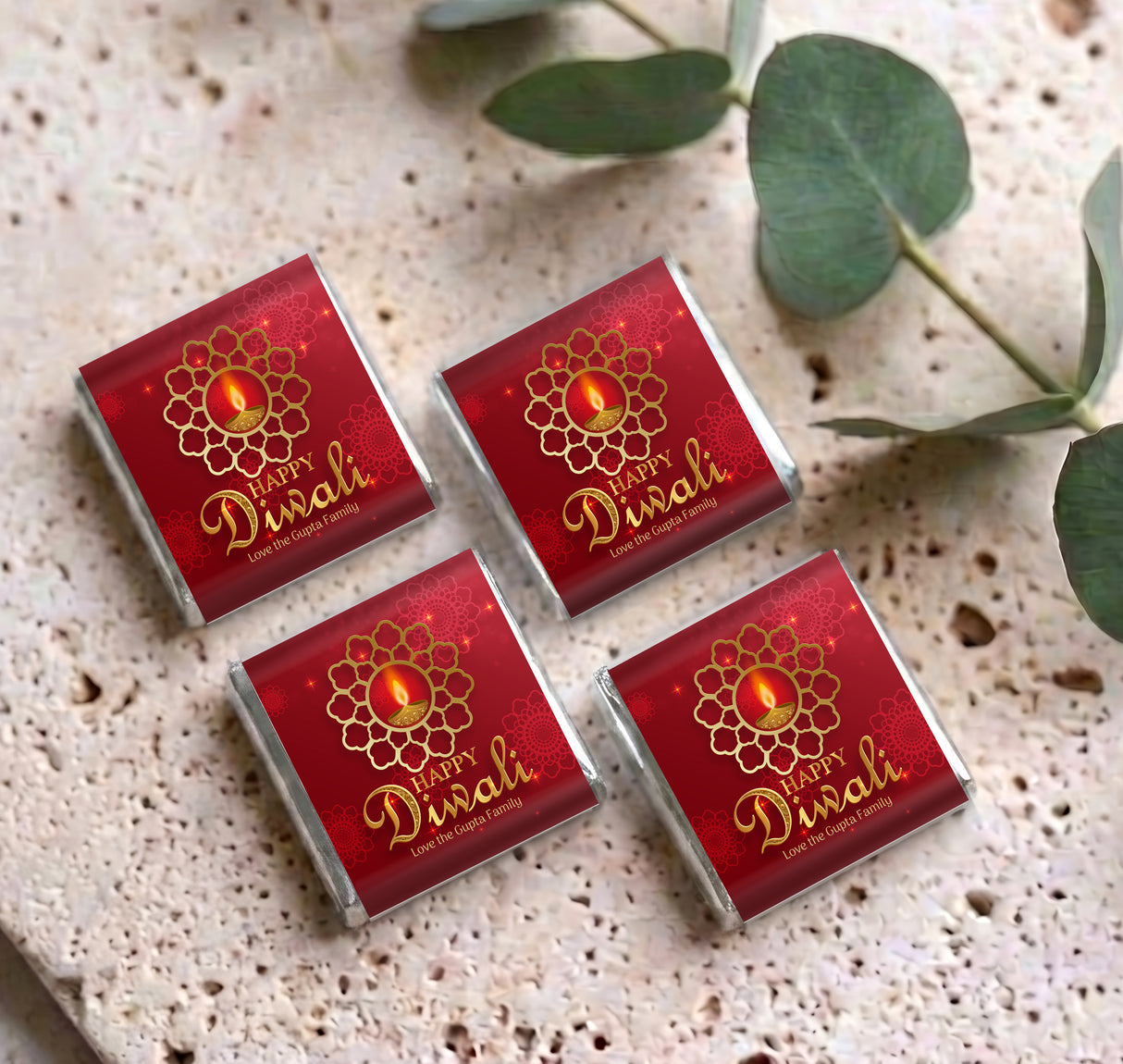 Diwali Red Candle Personalised Mini Chocolates