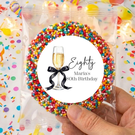 Personalised 80th birthday giant freckles candy ring in clear cellophane bag