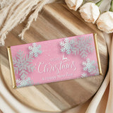 Silver Pink Snowflakes Chocolate Bar