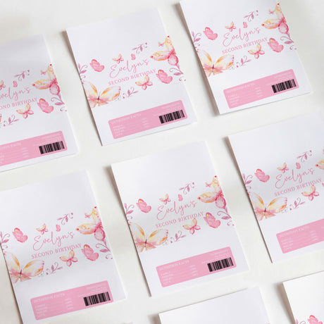 Pink Pastel Butterflies Birthday Chocolate Wrapper DIY