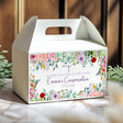 Personalised gable favour box with floral wreath print and front handhold window