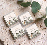 Set of mini chocolate gift boxes with jungle safari animal print and name text
