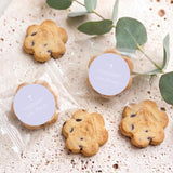 Assorted bite-size cookies with two lilac personalised cross seals on wrappers