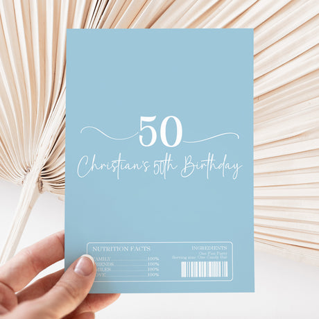 Blue 50th Birthday Chocolate Wrapper DIY