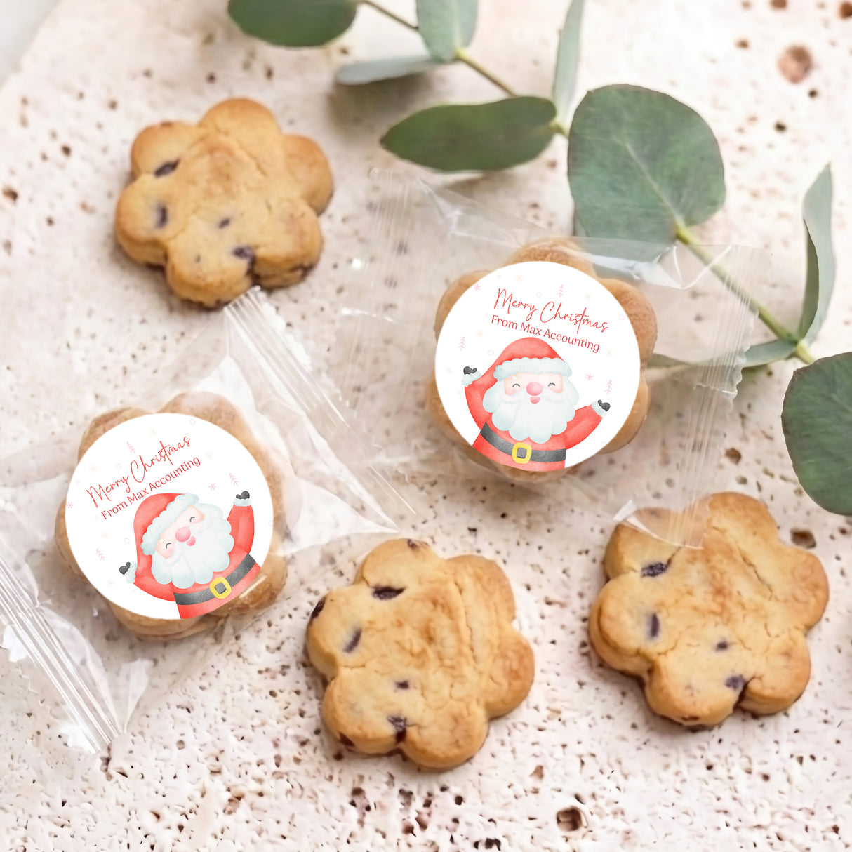 Happy Santa Personalised Bite Size Choc Chip Cookies