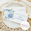 Birthday chocolate bar with blue floral design and Thank You for Celebrating text