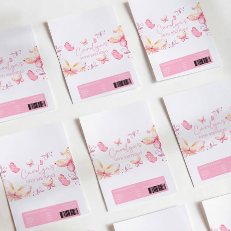 Pink Pastel Butterflies Birthday Female Chocolate Wrapper DIY
