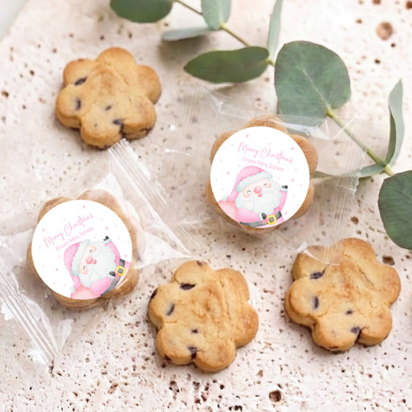 Pink Santa Personalised Bite Size Choc Chip Cookies