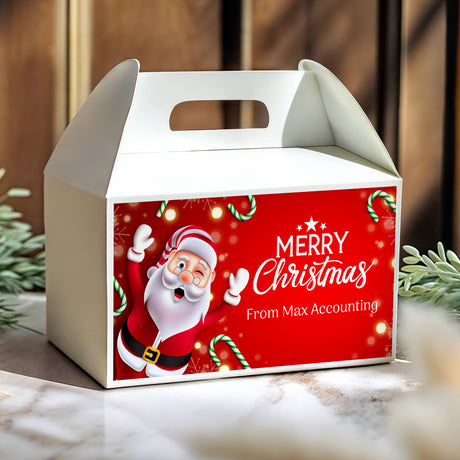 Waving Santa Personalised Gable Favour Box