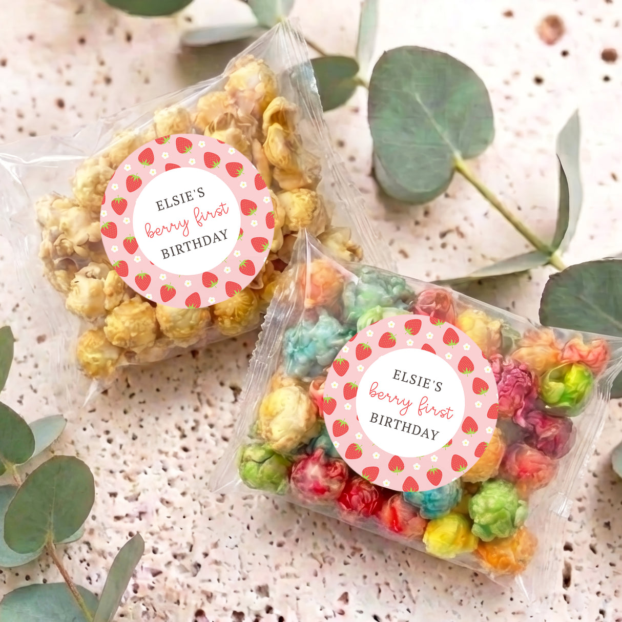 Berry First Birthday Personalised Popcorn Bag