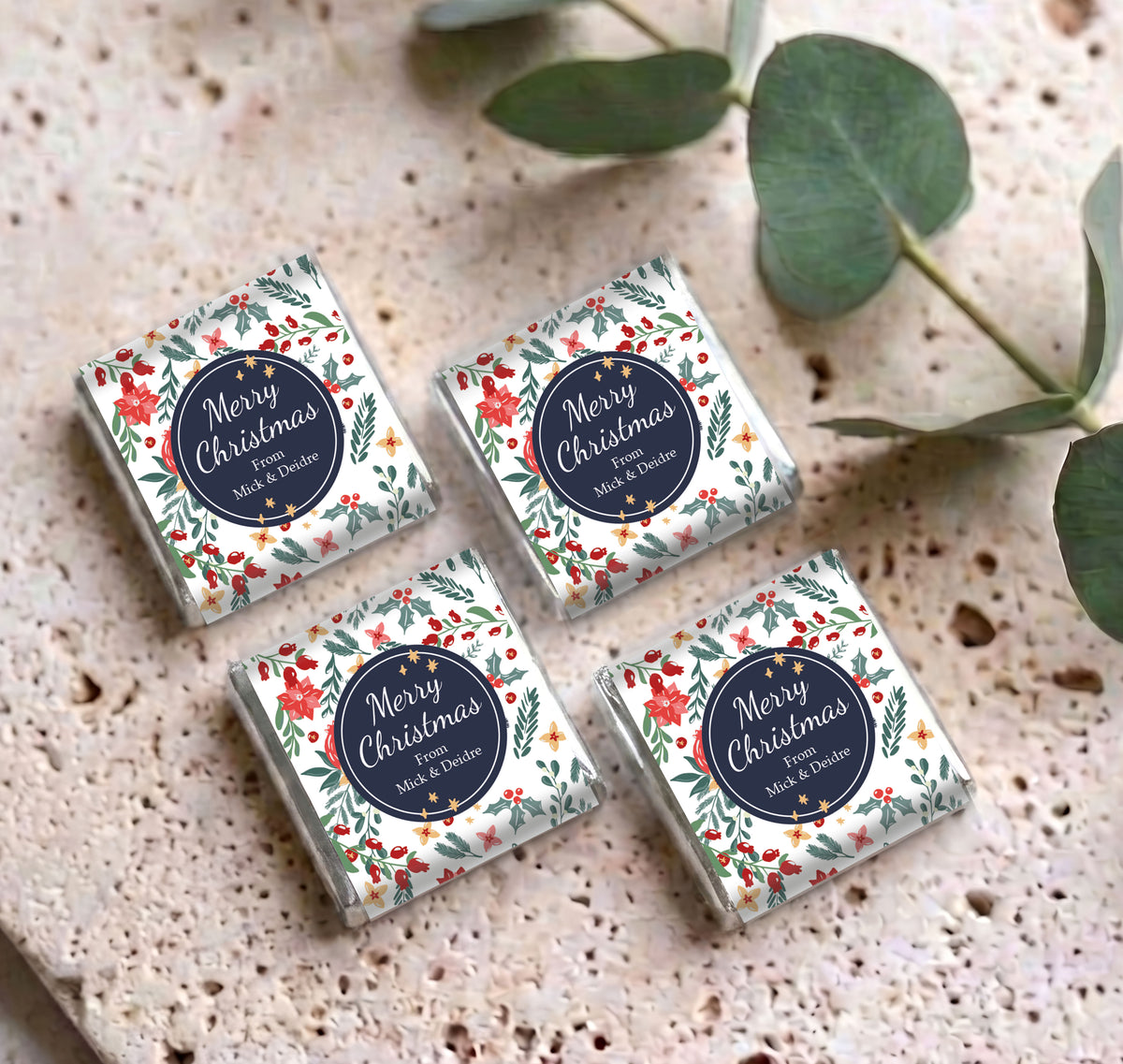 Christmas Florals Personalised Mini Chocolates