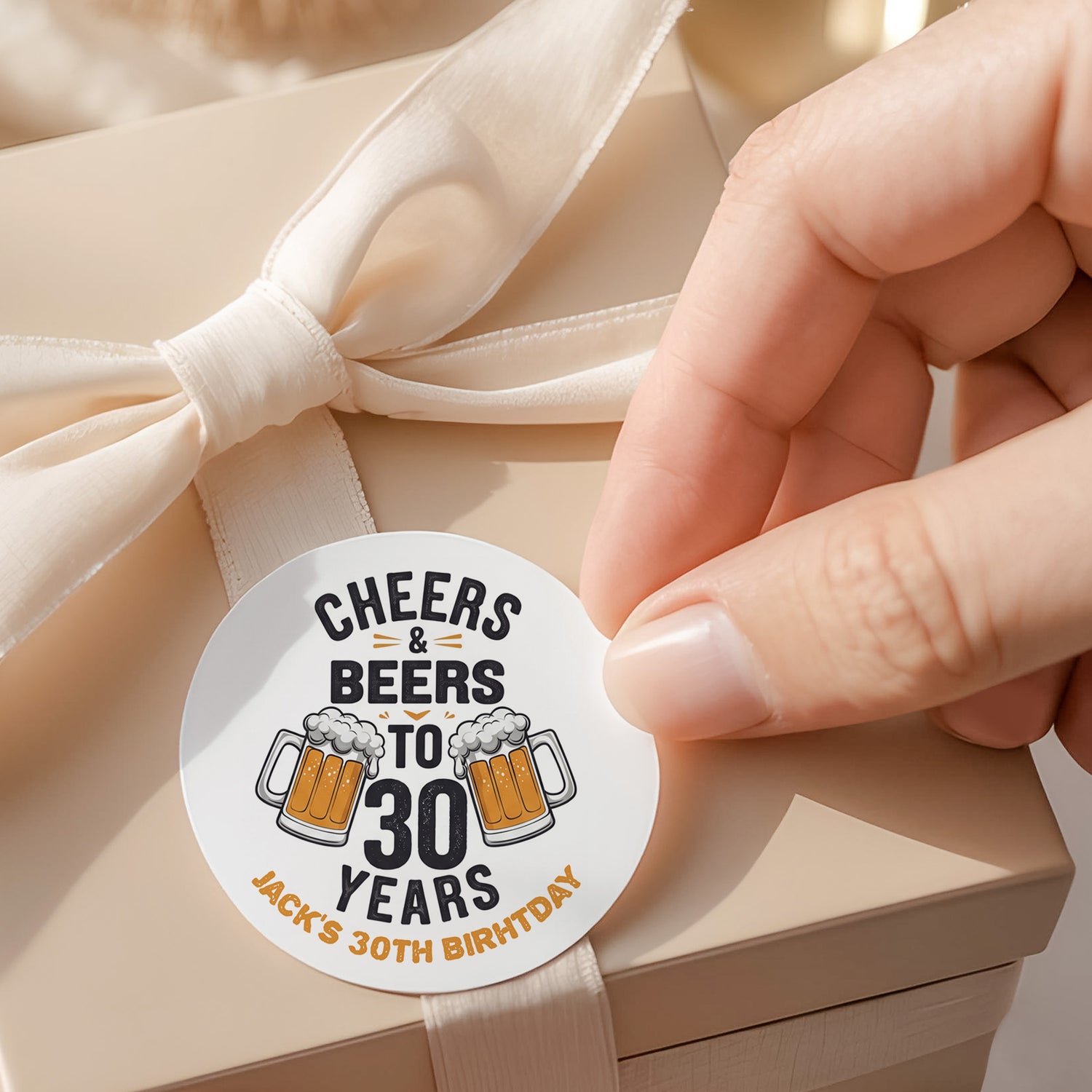 Cheers Beers 30th Birthday Round Printed Labels