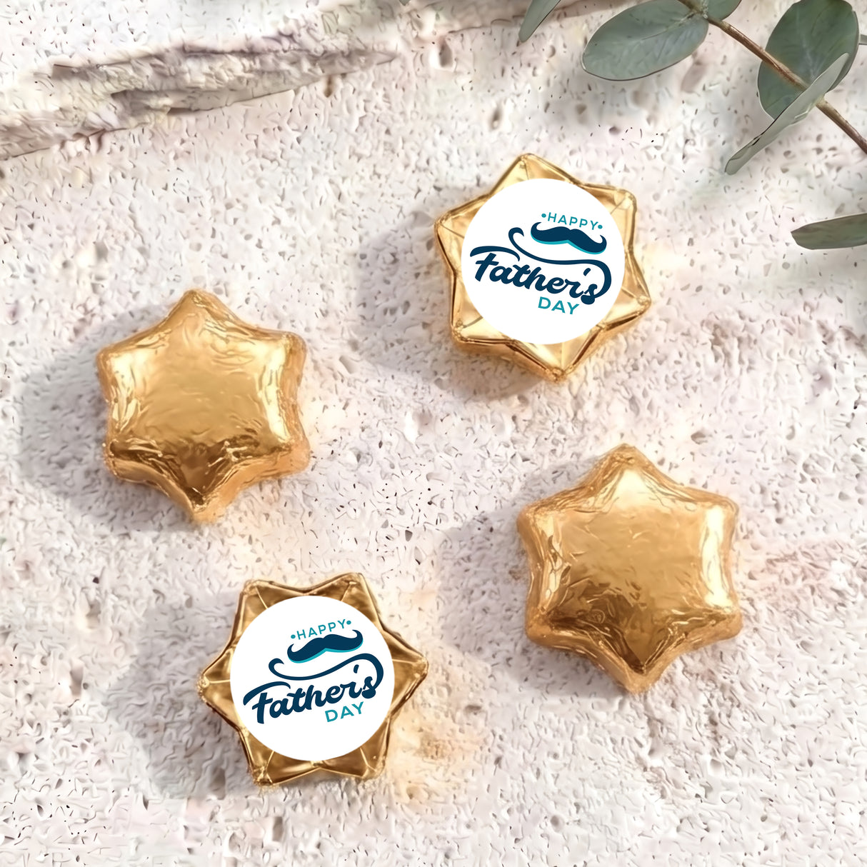 Moustache Fathers Day Personalised Foil Covered Chocolate Stars