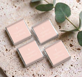 Set of 4 pastel peach mini chocolate boxes with white cross and personalised names